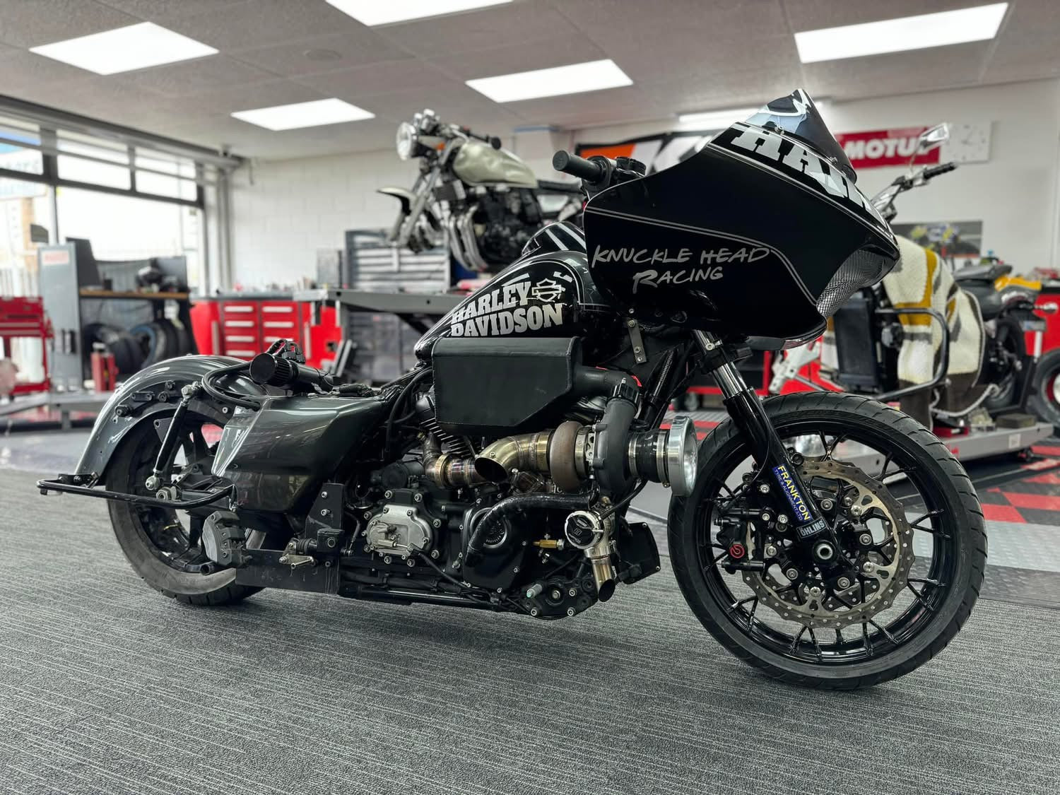 Dyno tuning session for a motorcycle at Motorcycle Doctors workshop in Auckland