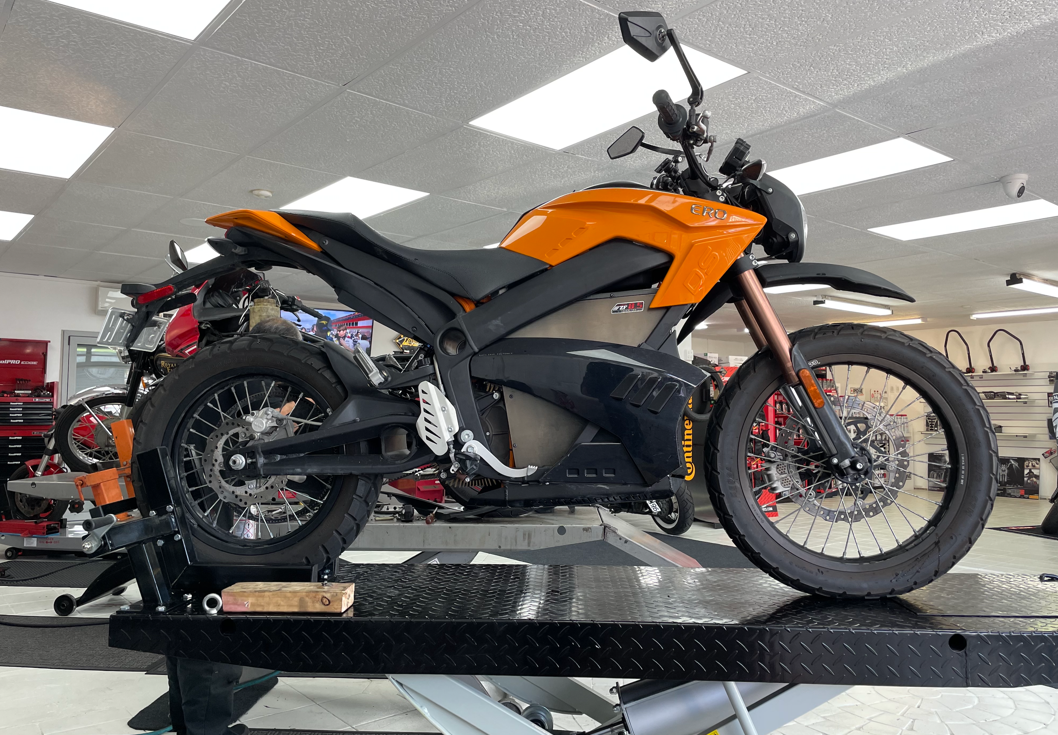 Motorcycle undergoing an economy service at Motorcycle Doctors workshop in Auckland